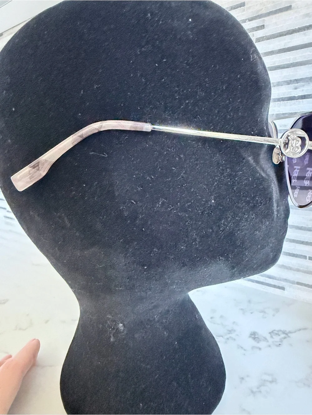 Burberry Silver Logo Aviator Sunglasses